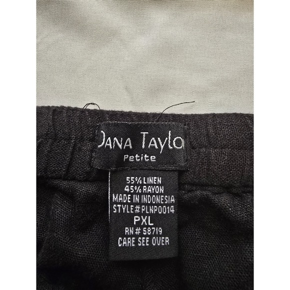 Dana Taylor Petite PXL‎ Capri Black Linen Blend Cropped Wide Leg Pants - Picture 4 of 8